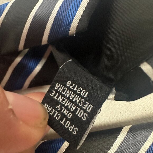 JF J.Ferrar Black & Blue Striped Polyester Mens Tie - Picture 3 of 4